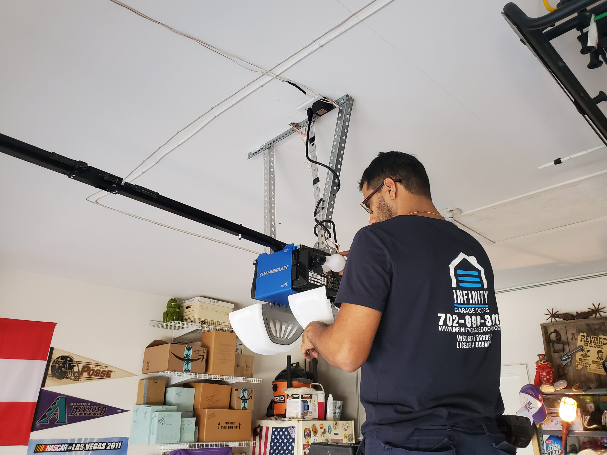 Garage door opener installation in Las Vegas.