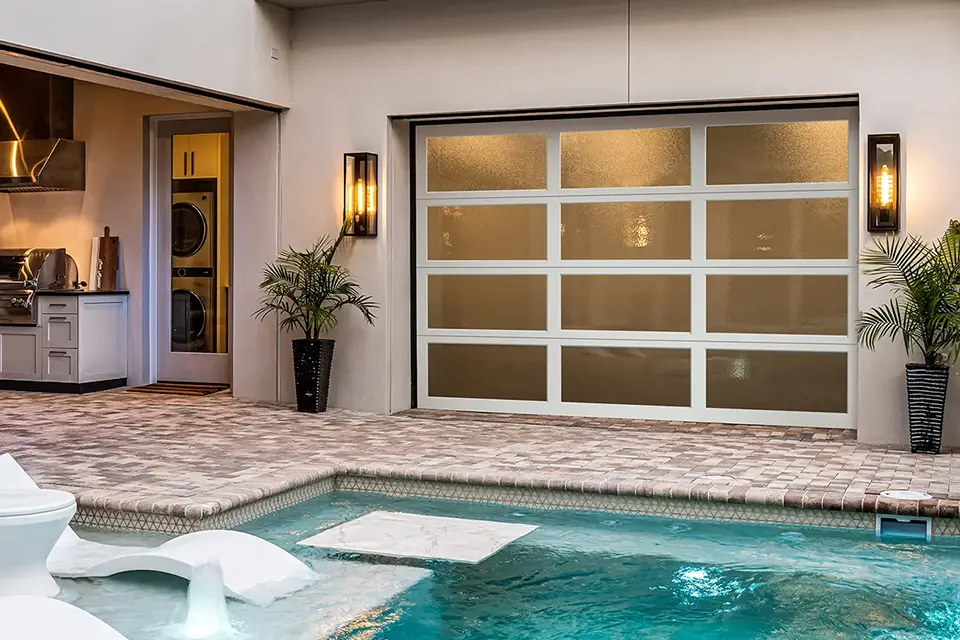 Aluminum-Framed Glass Garage Door in Las Vegas