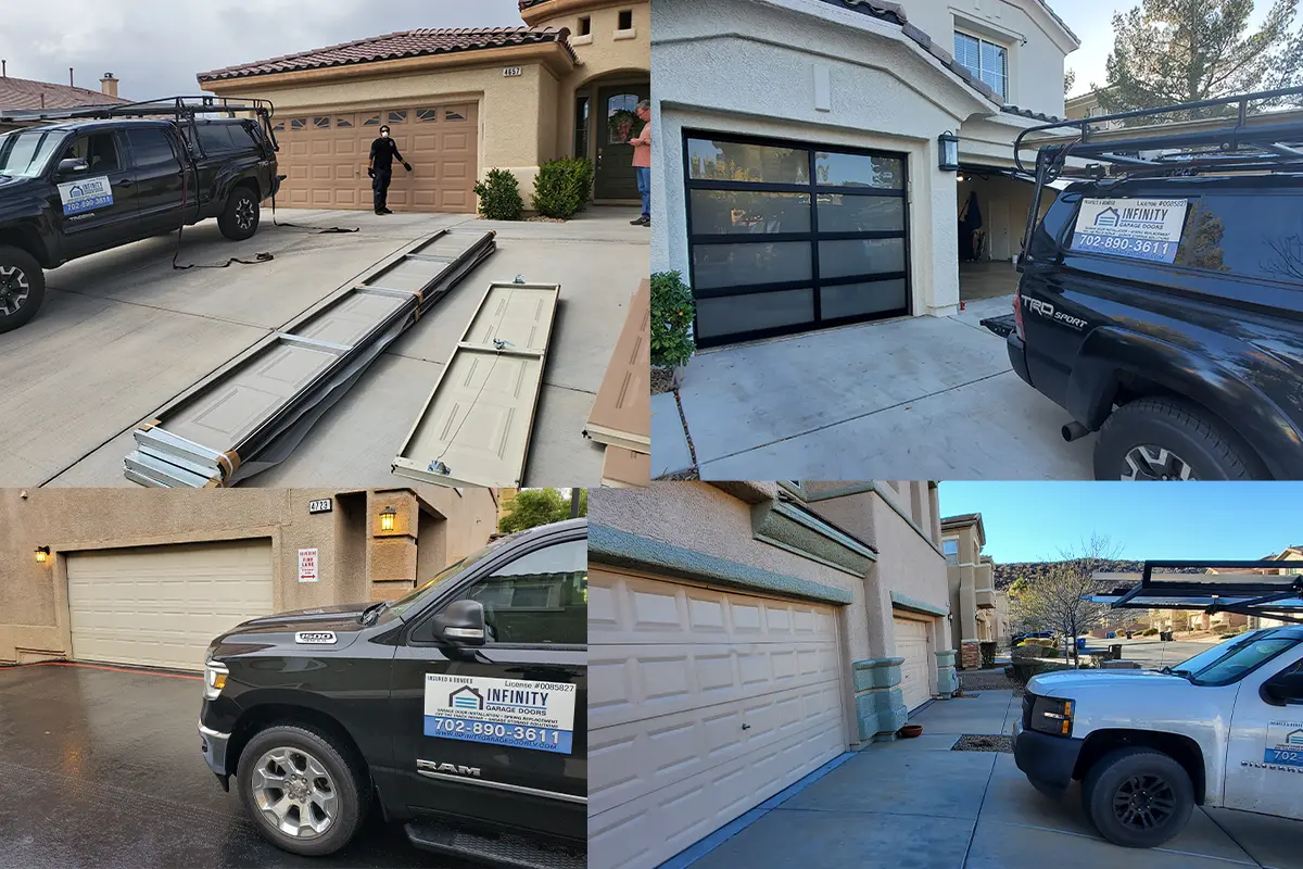 Different styles of garage doors available in North Las Vegas, NV.