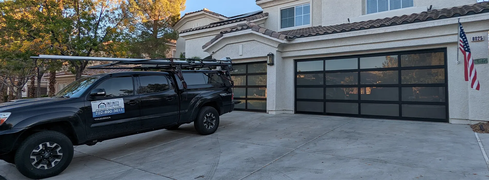 Glass garage door Las Vegas installation by infinity