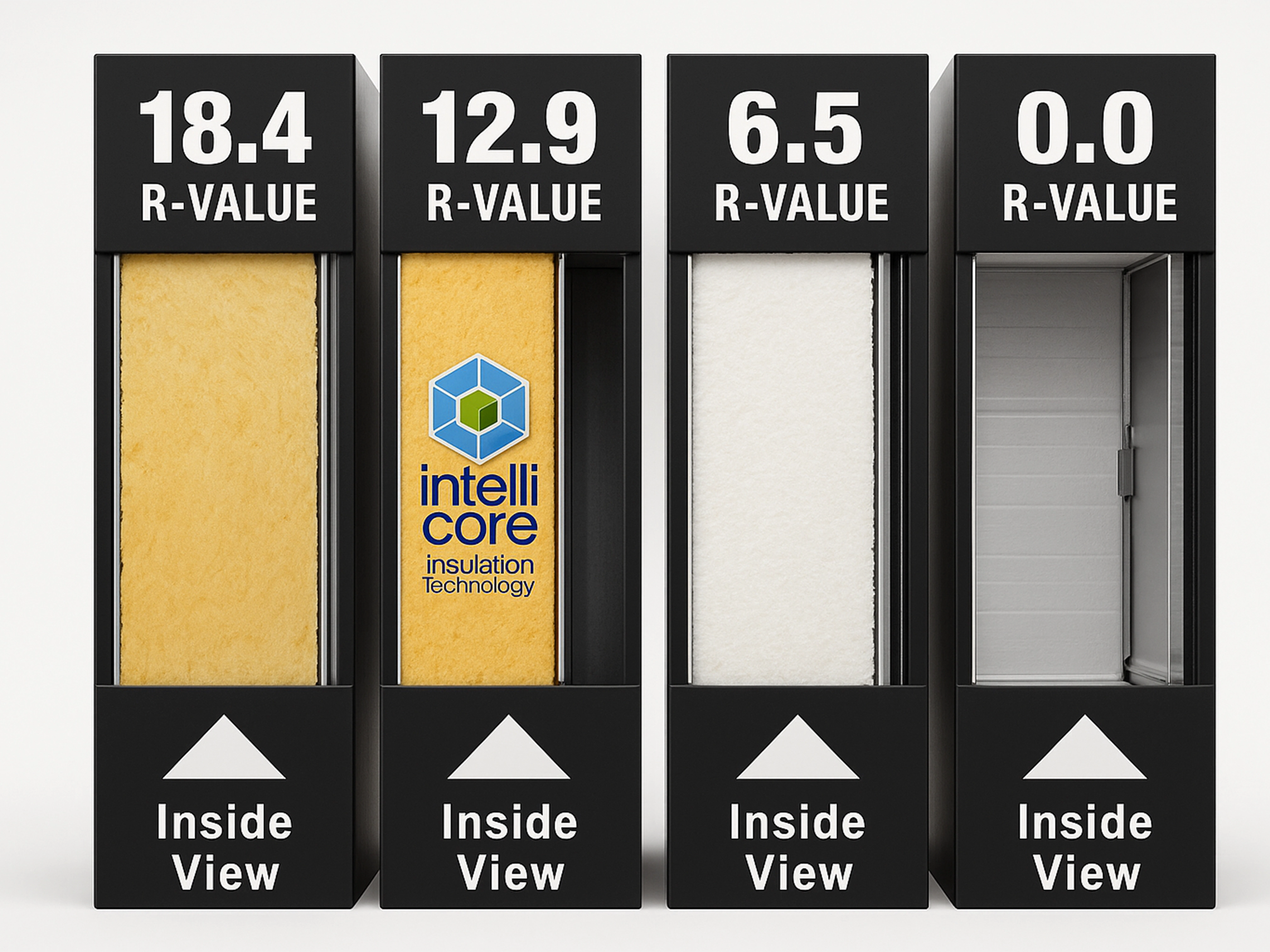 Close-up of high R-value garage door insulation material used in Las Vegas.