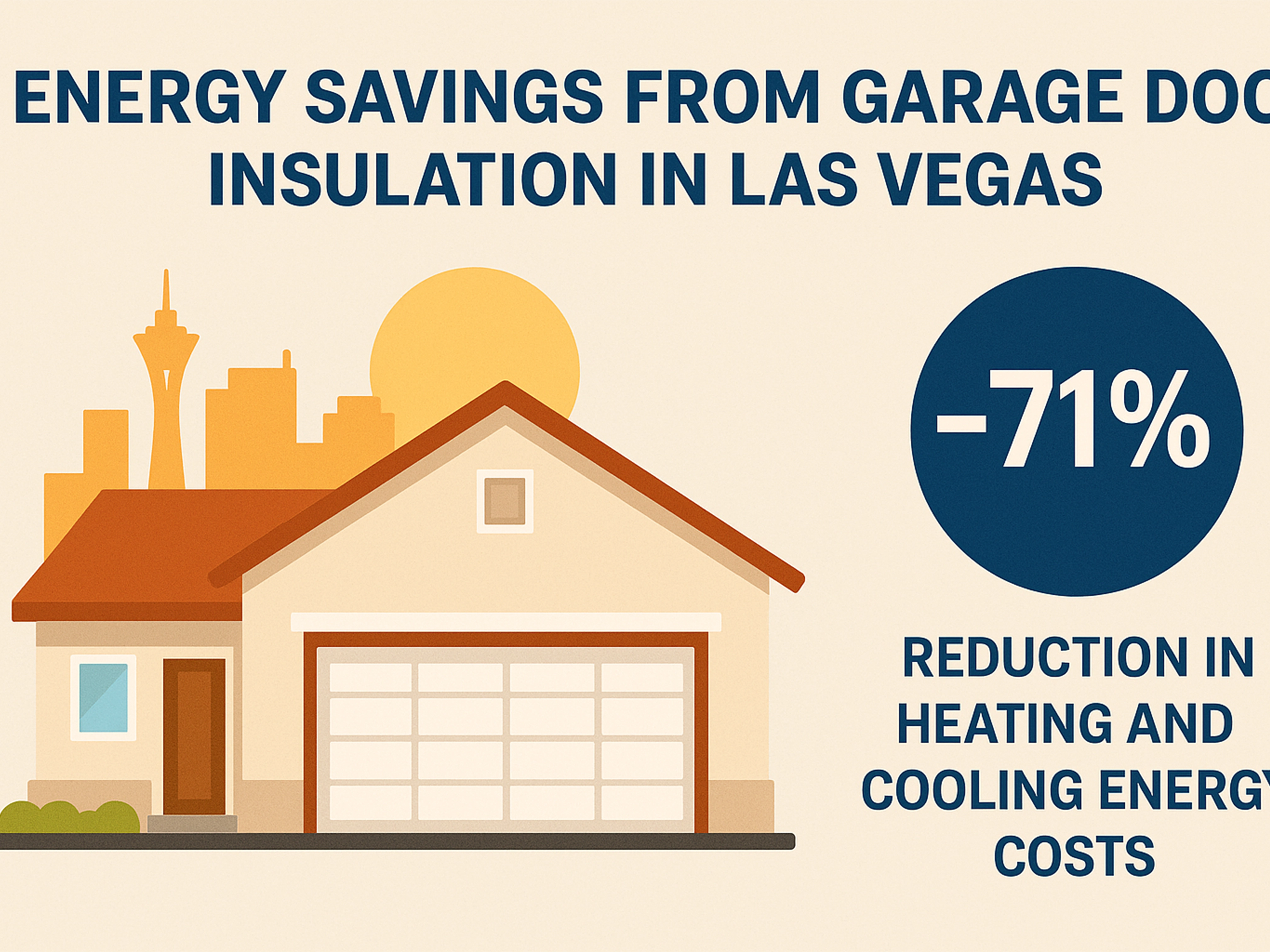 Infographic showing energy savings from garage door insulation in Las Vegas.